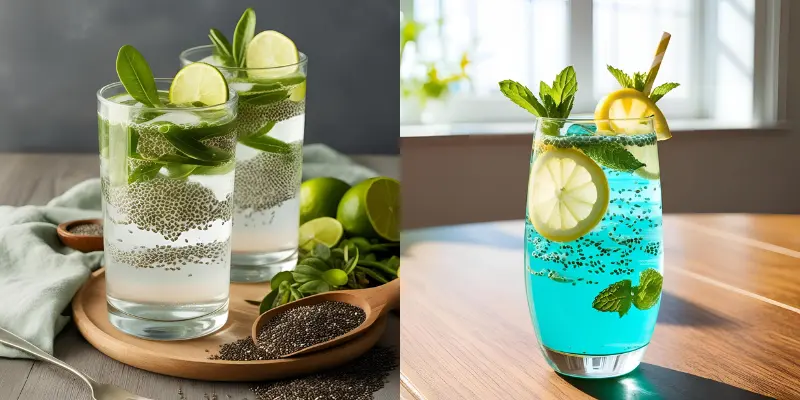 chia seed detox water with lemon and mint—a simple way to stay hydrated.