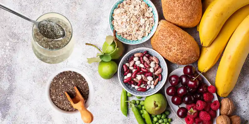 chia seeds with fruits, grains, and legumes for a balanced weight loss diet.