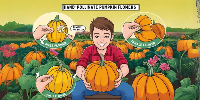 A boy holding healthy pumpkin flower