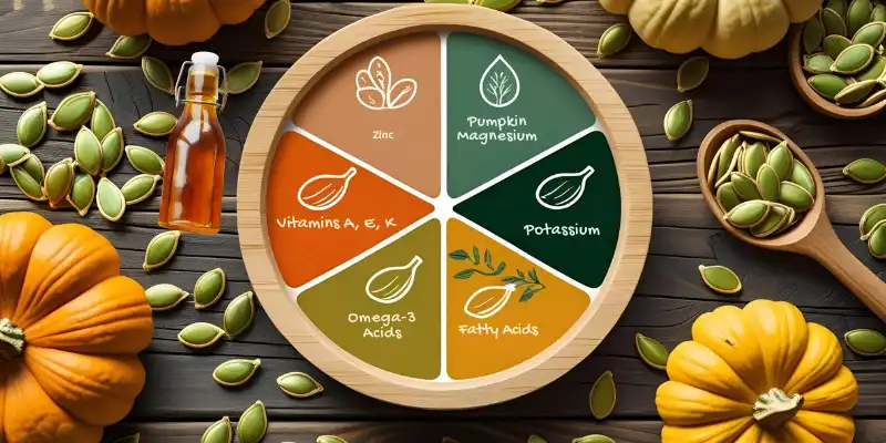Presentation of nutritional facts of pumpkin seed oil allongwith pumpkin seeds