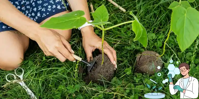 Planting a seedling outdoors, symbolizing science and research in agriculture