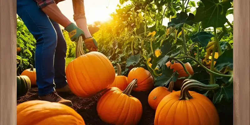 Fully mature pumpkin near to harvest