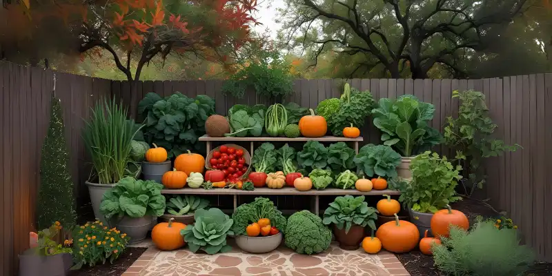 A beautiful vegetable garden properly arranged under trees